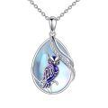 wholesale 925 Sterling Silver Owl Pendant with Blue Opal Stone Necklace for Women-0-0