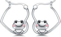wholesale 925 Sterling Silver Cartoon Frog Huggie Hoop Earrings for Women-Frog