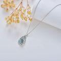 wholesale 925 Sterling Silver Teardrop Turquoise Flower Pendant with Chain for Women (18+2)-0-2