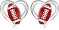 wholesale 925 Sterling Silver Football in Heart Stud Earrings Sporty Gift for Her-0-0