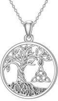 wholesale 925 Sterling Silver Celtic Tree of Life Pendant Necklace with Trinity Knot Design-0-0