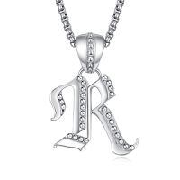 wholesale 925 Sterling Silver Crescent Moon Pendant Necklace Wholesale For Women-Letter-R