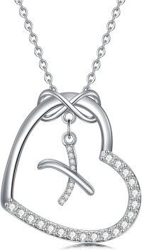 wholesale Sterling Silver Heart Initial Necklace Infinity A Z Letter Necklaces for Women-X