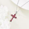 wholesale 925 Sterling Silver Red Enamel Gothic Cross Pendant Necklace for Women Christian s-0-3