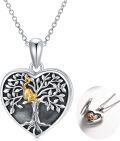 wholesale 925 Sterling Silver Heart-Shaped Tree of Life Photo Locket Necklace with Gold Cat and Dog Pendants for Women-0-0