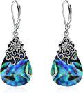 wholesale 925 Sterling Silver Abalone Shell Teardrop Dangle Earrings with Leverbacks-0-0