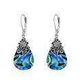 wholesale 925 Sterling Silver Abalone Shell Teardrop Dangle Earrings with Leverbacks-0-0