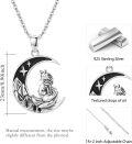 wholesale 925 Sterling Silver Gothic Black & White Wolf on Crescent Moon Pendant Necklace for Women Girls' Gifts-0-3