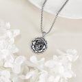 wholesale 925 Sterling Silver Skull Rose Pendant Necklace for Men Women Gothic-0-4