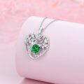 TOUPOP Sterling Silver Emerald Tree Of Life Pendant Necklace-0-4
