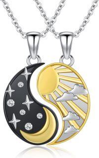 wholesale 925 Sterling Silver Sun & Moon Ying Yang Pendant Necklaces for Couples-Sun Moon