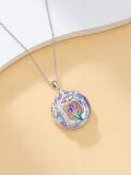 TOUPOP Sterling Silver Moonstone Purple Tulip Tree Of Life Pendant Necklace-0-5