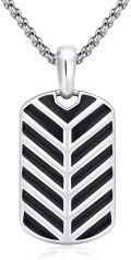 wholesale  Black Enamel Chevron Pattern Dog Tag Pendant Necklace 24+2 Chain-0-0