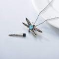 wholesale Sterling Silver Stone Dragonfly Urn Necklace for Ashes w Filling Tool-0-67