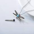 wholesale 925 Sterling Silver Dragonfly Urn Pendant Necklace Turquoise Stone Oxidized Memorial Jewelry-0-67