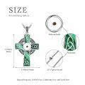 wholesale 925 Sterling Silver Green Enamel Celtic Cross Pendant Necklace With Chain-0-5