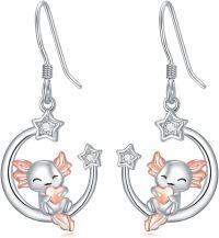 wholesale 925 Sterling Silver Star Angel Heart Dangle Drop Earrings for Girls and Women Gifts-Axolotl-Dangle