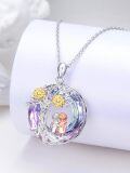 wholesale 925 Sterling Silver Purple Crystal Family Love Tree Pendant Necklace for Women Girls-0-1