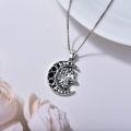 wholesale 925 Sterling Silver Wolf Head Crescent Moon Phases Necklace Gothic Jewelry-0-1