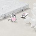 wholesale 925 Sterling Silver Pink Heart Cat Stud Earrings for Girls and Women Gift Ideas-0-2
