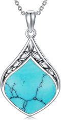 wholesale Sterling Silver Natural Gemstone Teardrop Pendant Necklace-0-42