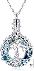 wholesale 925 Sterling Silver Blue Purple Crystal Tree of Life Urn Pendant Necklace for Ashes Keepsake s-0-0