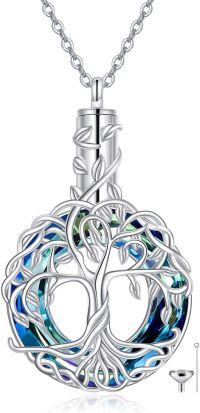 wholesale 925 Sterling Silver Blue Purple Crystal Tree of Life Urn Pendant Necklace for Ashes Keepsake s-Tree of Life Urn Necklace