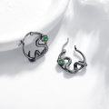 wholesale Gold 925 Sterling Silver Green Stone Snake Huggie Hoop Earrings for Women Girls Gift 23x18mm-0-10