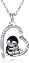 wholesale 925 Sterling Silver Penguin Heart-Shaped Pendant Necklace for Women-0-0