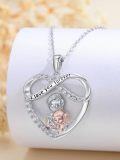 wholesale 925 Sterling Silver Infinity Love You Forever Pendant Necklaces for Grandma and Granddaughter-0-1