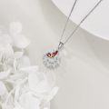 wholesale 925 Sterling Silver Red & Yellow Enamel Heart Flower Pendant Necklace Gift for Her-0-2