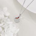 wholesale 925 Sterling Silver Red & Yellow Enamel Heart Flower Pendant Necklace Gift for Her-0-2