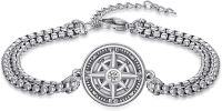 wholesale 925 Sterling Silver Compass Bracelet for Men and Women Celtic Travel Adventure Journey Gift with 7+2 inch -Vintage Compass