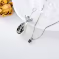 TOUPOP Sterling Silver Gemstone Teardrop Tree Of Life Urn Necklace-0-2