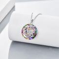 wholesale 925 Sterling Silver Round Rainbow Mystic Quartz Celtic Knot Pendant Necklace-0-2