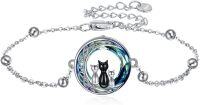 wholesale 925 Sterling Silver Cat Family Locket Bracelet Gift for Women Girls Sisiter-J-Cat B