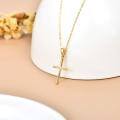 wholesale 14K White Gold Polished Cross Pendant Chain Necklace for Women Girls 20 + Extender-0-8