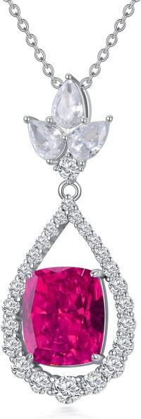 wholesale 14K White Gold Plated Sterling Silver Crushed Ice CZ Teardrop Pendant Necklace for Women-7-July