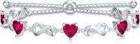 wholesale Sterling Silver 12 Gemstone Infinity Love Birthstone Bracelet Heart Cut Adjustable for Women Mother Daughter Wife-July-Ruby Red