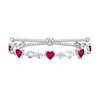 wholesale 925 Sterling Silver 12 Gemstone Infinity Love Birthstone Bracelet Heart Cut Adjustable for Women Mother Daughter Wife-July-Ruby Red