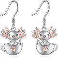 wholesale 925 Sterling Silver Angel Cup and Saucer Charm Dangle Earrings for Women Girls Gifts-0-0
