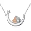 TOUPOP Sterling Silver & Crystal Mother Daughter Necklace Gift-0-0