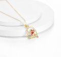 wholesale 14K Gold Red Enamel Cardinal Heart Pendant Necklace for Women - Always in My Heart Angel Memorial s-0-4