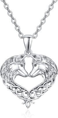 wholesale 925 Sterling Silver Heart-Shaped Dolphin & Whale Pendant Necklace s for Women-Celtic Wolf Necklace