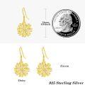 wholesale Gold 925 Sterling Silver Daisy Drop Earrings with Cubic Zirconia Accents and Flower Hooks-0-4