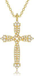 wholesale 925 Sterling Silver Cubic Zirconia-Cut Cross Pendant Necklace for Women - Faith  for Mom Wife Daughter Sister-0-0