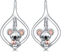 wholesale 925 Sterling Silver Pink Angel Wing Rabbit Hoop Earrings for Women Gifts-Koala