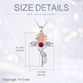 wholesale 925 Sterling Silver Cross Pendant With Red Gemstone And Lily Design-0-29
