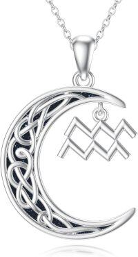wholesale Sterling Silver Zodiac Necklace 12 Constellations Pendant Jewelry for Women Men-Aquarius(1.20-2.18)