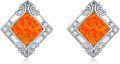 wholesale  Sterling Silver Opal Stud Earrings for Women Minimalist Square Fashion Gift -0-7
